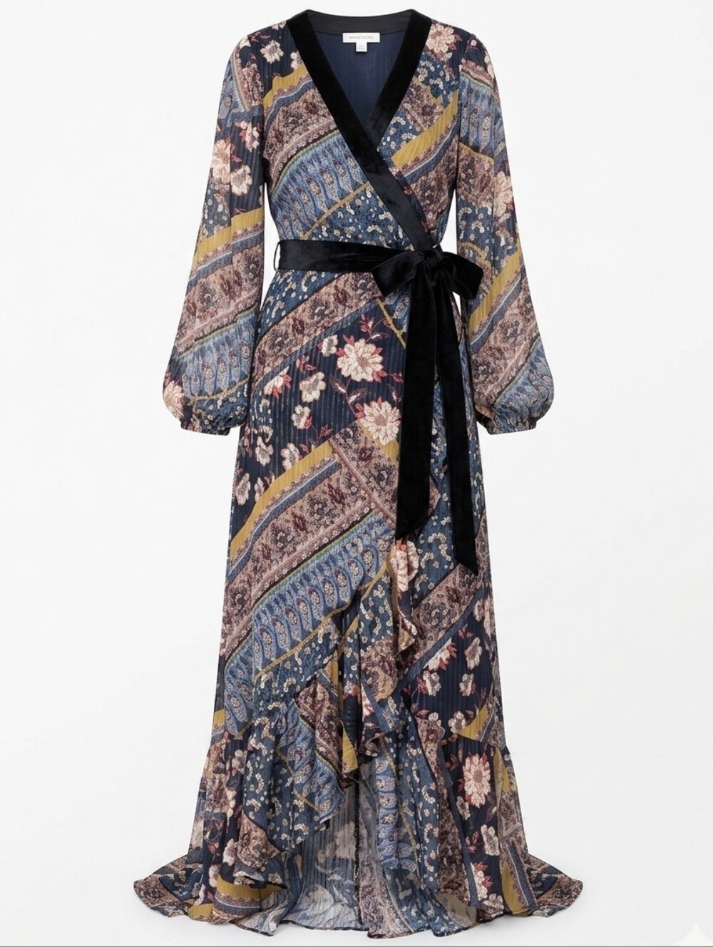 BTFL-Life Floral Maxi Wrap Dress Asymmetrical Boho Floral XL Romantic Whimsigoth
